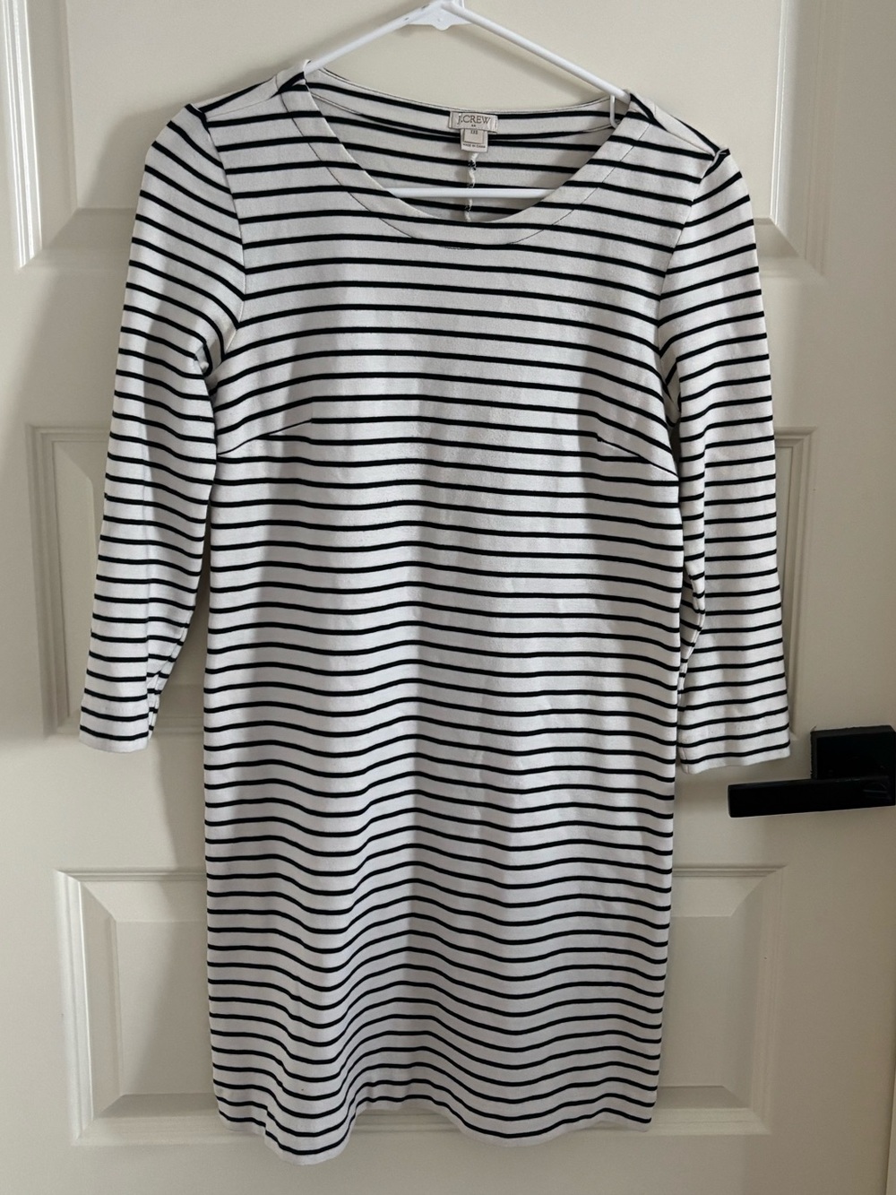 J. Crew Black and White Striped Midi Dress